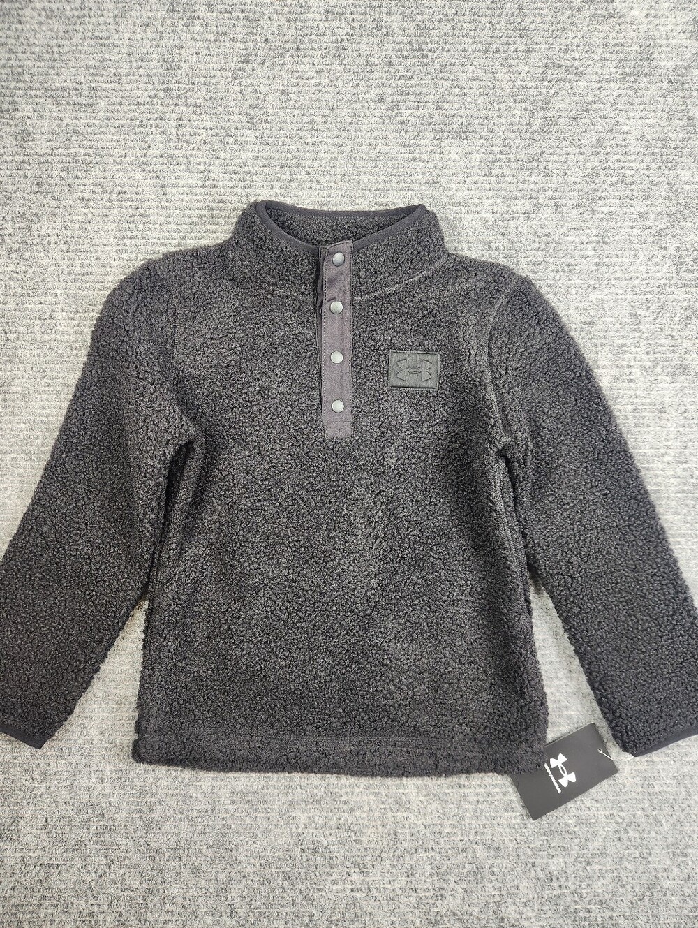Under Armour Kids Sherpa Quarter-Snap Pullover Sz:6 NWT Black Teddy Pockets